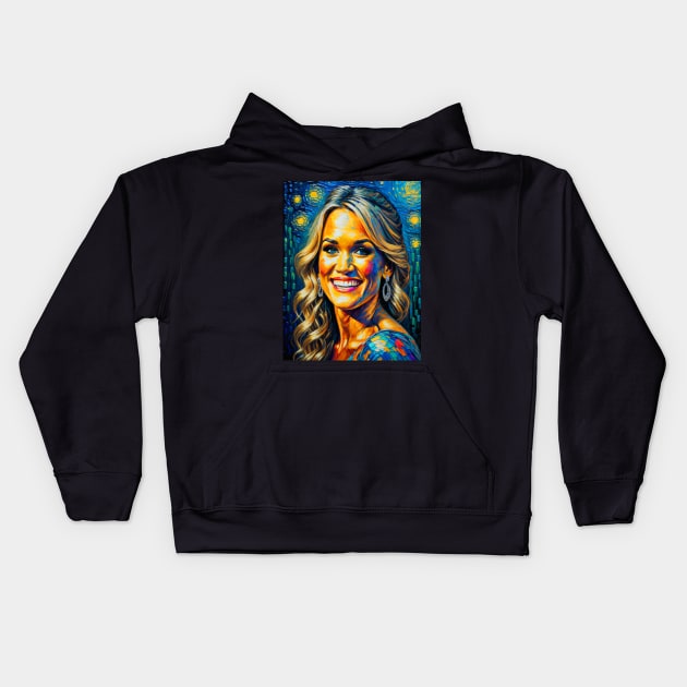 Carrie Underwood in starry night Kids Hoodie by FUN GOGH